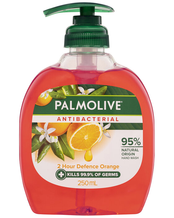 Palmolive Antibacterial Liquid Hand Wash Soap, 250mL, Orange 2 Hour Defence Pump, No Parabens