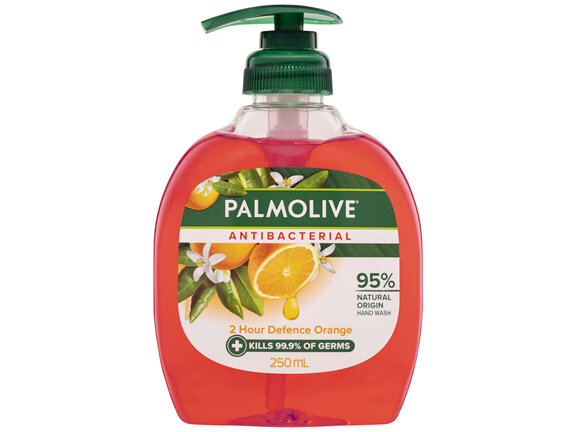 Palmolive Antibacterial Liquid Hand Wash Soap, 250mL, Orange 2 Hour Defence Pump, No Parabens