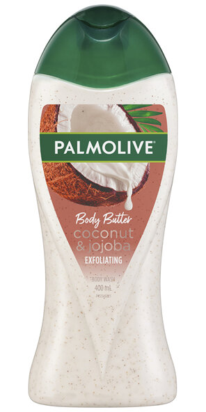 Palmolive Body Butter Coconut & Jojoba Body Wash, 400mL, Exfoliating Scrub with Real Fruit Seeds