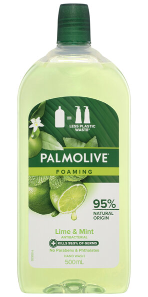 Palmolive Foaming Antibacterial Liquid Hand Wash Soap, 500mL, Lime & Mint Refill and Save