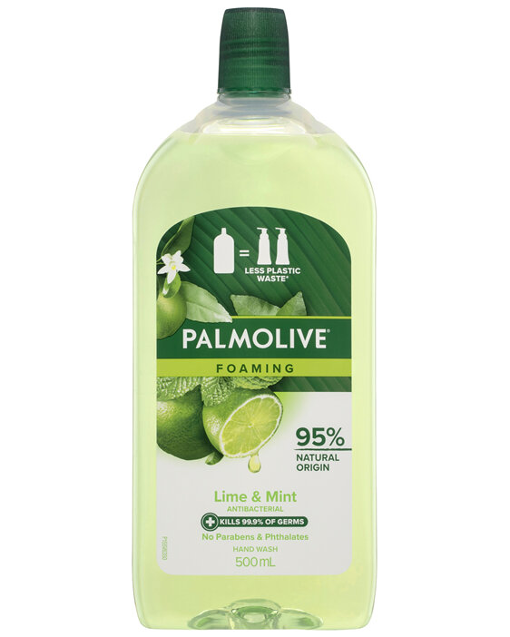 Palmolive Foaming Antibacterial Liquid Hand Wash Soap, 500mL, Lime & Mint Refill and Save