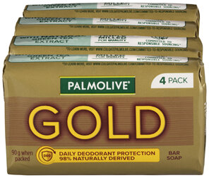 Palmolive Gold Bar Soap, 4 Pack x 90g, Daily Deodorant Protection