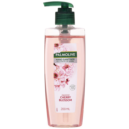 Palmolive Instant Antibacterial Hand Sanitiser Japanese Cherry Blossom Pump 200mL, Non-Sticky,