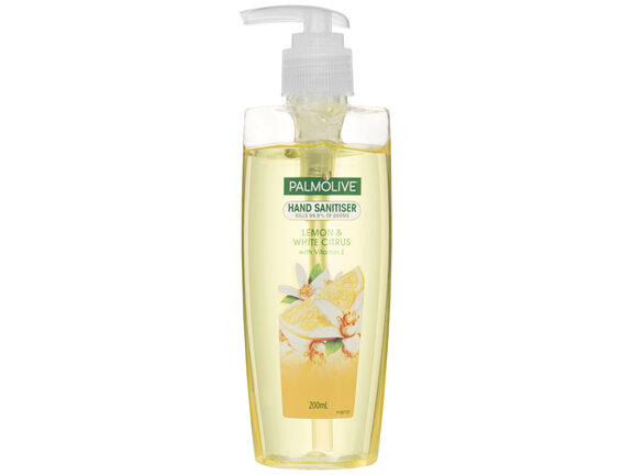 Palmolive Instant Antibacterial Hand Sanitiser Lemon & White Citrus Pump 200mL, Non-Sticky, Rinse