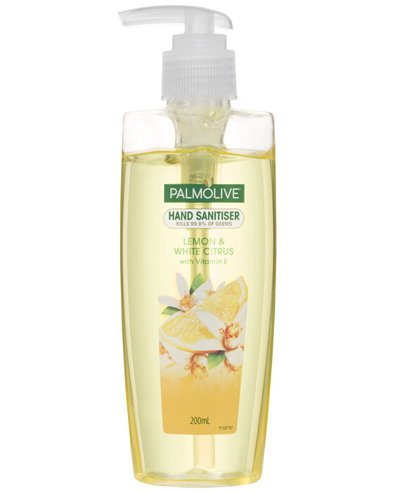 Palmolive Instant Antibacterial Hand Sanitiser Lemon & White Citrus Pump 200mL, Non-Sticky, Rinse