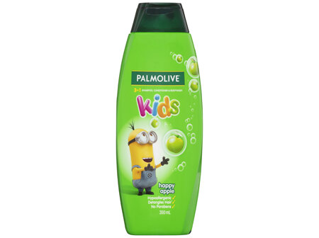 Palmolive Kids 3 in 1 Hair Shampoo, Conditioner & Body Wash 350mL, Minions Happy Apple,