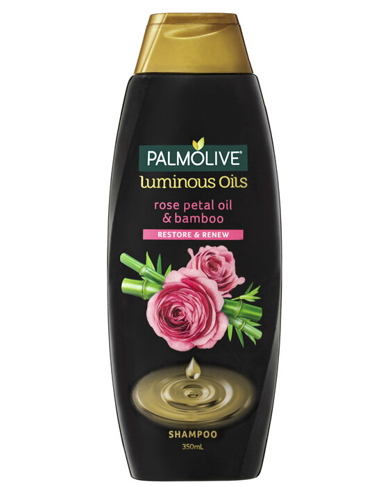 Palmolive Luminous Oils Hair Shampoo, 350mL, Rose Petal Oil and Bamboo, Restore and Renew