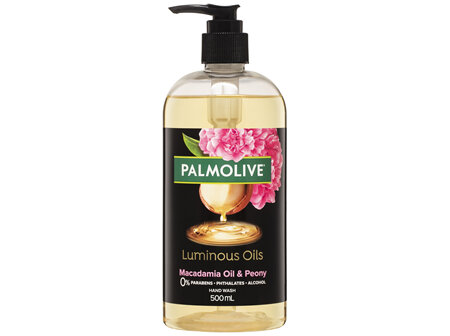 Palmolive Luminous Oils Liquid Hand Wash Soap 500mL, Macadamia Oil with Peony Pump, No Parabens