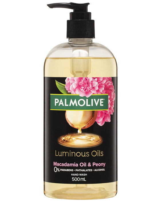 Palmolive Luminous Oils Liquid Hand Wash Soap 500mL, Macadamia Oil with Peony Pump, No Parabens
