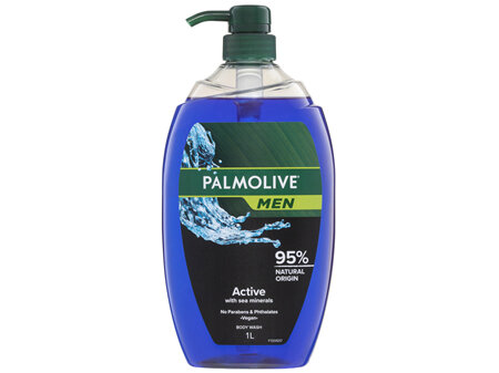 Palmolive Men Body Wash 1L, Active With Sea Minerals, No Parabens or Phthalates