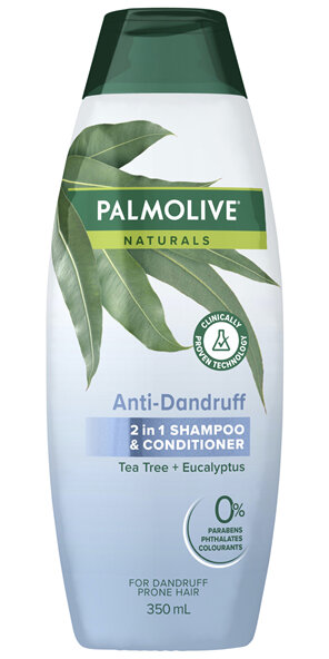 Palmolive Naturals Anti Dandruff 2 in 1 Hair Shampoo and Conditioner, 350mL, Tea Tree & Eucalyptus
