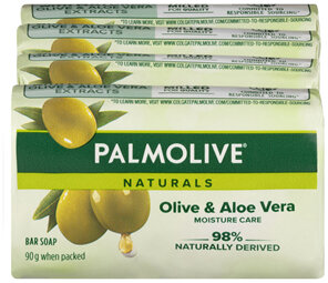 Palmolive Naturals Bar Soap, 4 Pack x 90g, Moisture Care with Natural Olive & Aloe Vera