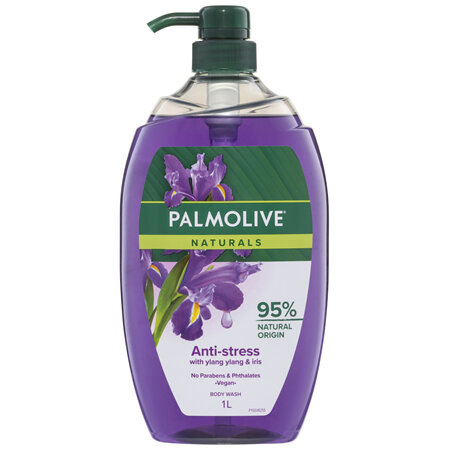 Palmolive Naturals Body Wash, 1L, Anti-Stress with Ylang Ylang & Iris, No Parabens Phthalates or