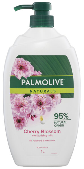 Palmolive Naturals Body Wash, 1L, Cherry Blossom, with Moisturising Milk, No Parabens or Phthalates
