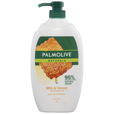 Palmolive Naturals Body Wash, 1L, Milk and Honey, with Moisturising Milk, No Parabens Phthalates or