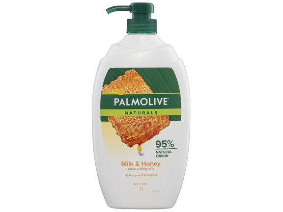 Palmolive Naturals Body Wash, 1L, Milk and Honey, with Moisturising Milk, No Parabens Phthalates or