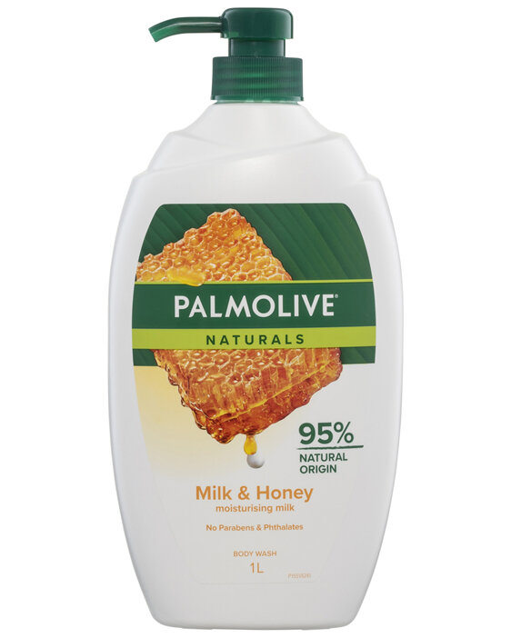 Palmolive Naturals Body Wash, 1L, Milk and Honey, with Moisturising Milk, No Parabens Phthalates or