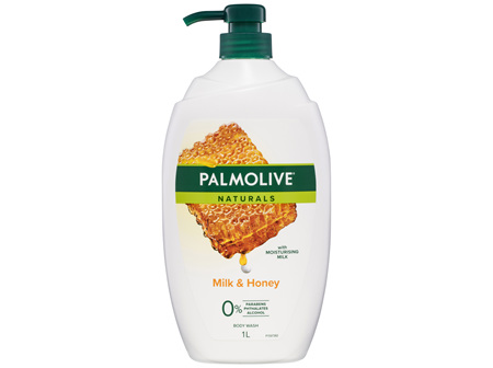 Palmolive Naturals Body Wash 1L, Milk & Honey with Moisturizing Milk, Soap Free Shower Gel, No