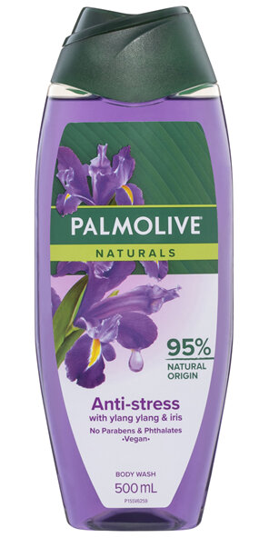 Palmolive Naturals Body Wash, 500mL, Anti-Stress with Ylang Ylang & Iris, No Parabens Phthalates or