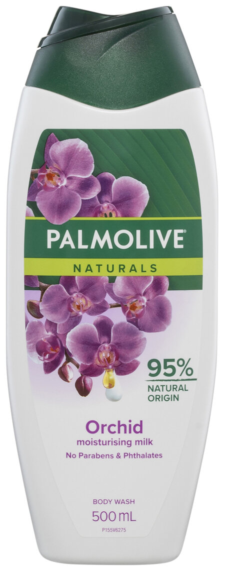 Palmolive Naturals Body Wash 500mL, Orchid with Moisturising Milk, Soap Free Shower Gel