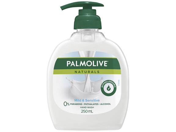 Palmolive Naturals Hypoallergenic Liquid Hand Wash Soap 250mL Mild & Sensitive Pump, No Parabens