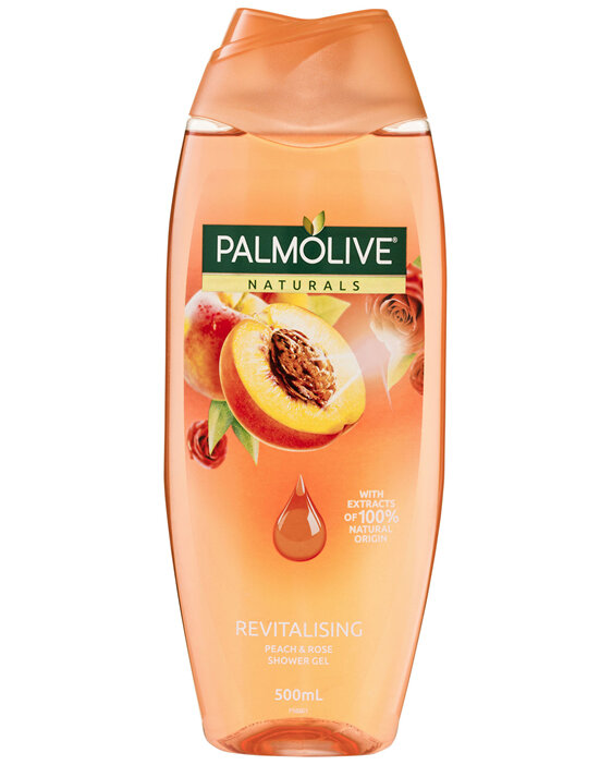 Palmolive Naturals Revitalising Body Wash Peach & Rose Soap Free 500mL