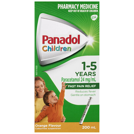 Panadol Children 1-5 years Colourfree Suspension, Orange Flavour, 200mL