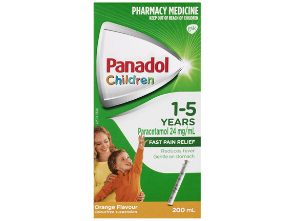 Panadol Children 1-5 years Colourfree Suspension, Orange Flavour, 200mL