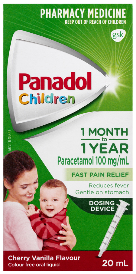 Panadol Children 1 Month – 1 Year Baby Drops with Dosing Device, Fever & Pain Relief, 20 mL