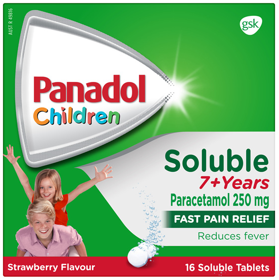 Panadol Children 7+ Years Soluble Tablets Strawberry 16 Pack