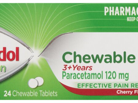 Panadol Children Chewable Tablets 3+ Years, Cherry Flavour, 24 Tablets