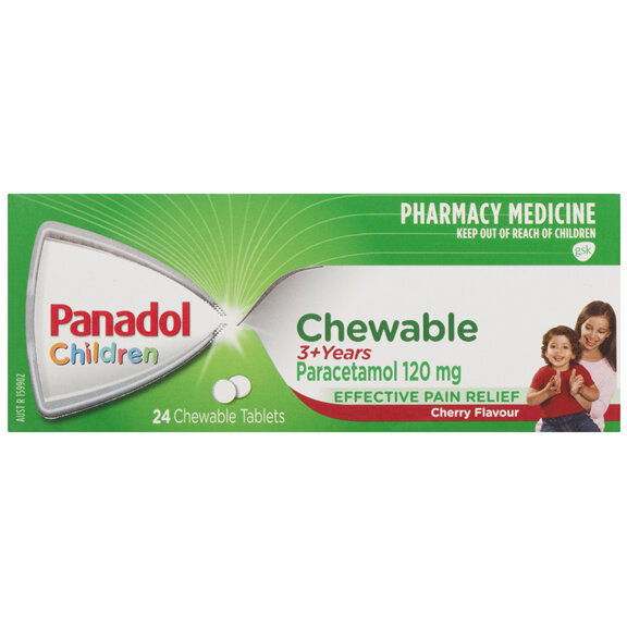 Panadol Children Chewable Tablets 3+ Years, Cherry Flavour, 24 Tablets