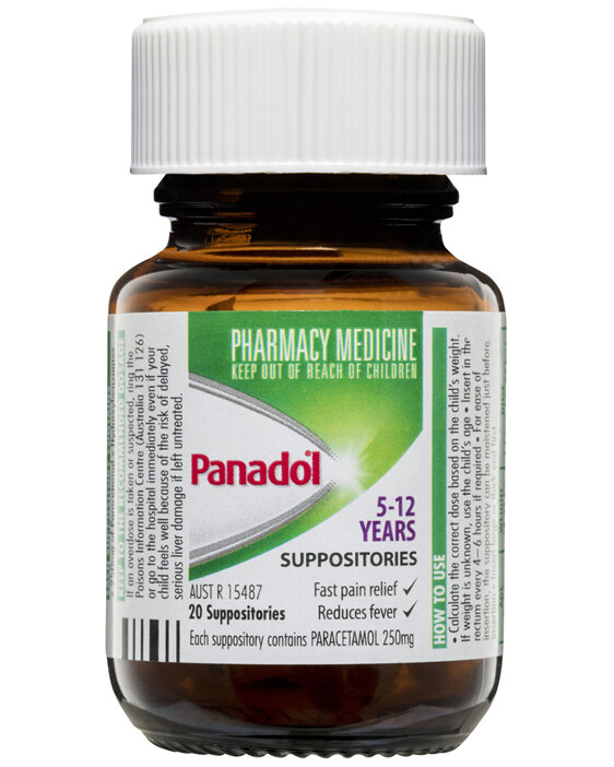 Panadol Children’s 5-12 Years Suppositories 250mg 20 Pack