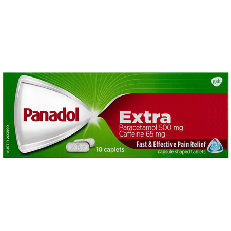 Panadol Extra for Pain Relief, Paracetamol & Caffeine - 500mg 10 Caplets