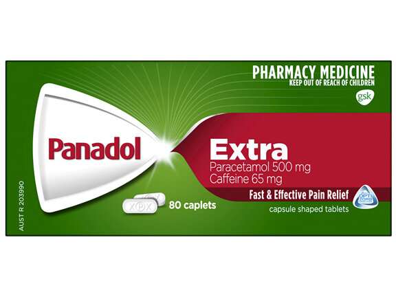 Panadol Extra for Pain Relief, Paracetamol & Caffeine -  500mg 80 Caplets