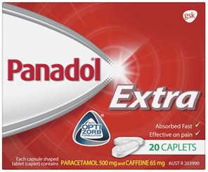 Panadol Extra with Optizorb, Paracetamol Pain Relief Caplets, 20