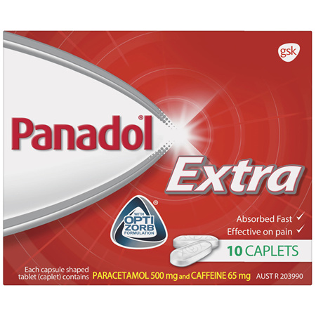 Panadol Extra with Optizorb, Paracetamol Pain Relief Caplets, 10