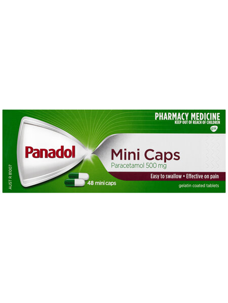 Panadol Mini Caps for Pain Relief, Paracetamol - 500 mg 48 Mini Caps