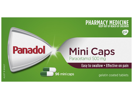 Panadol Mini Caps for Pain Relief, Paracetamol 500 mg, 96