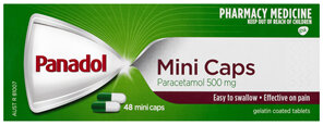 Panadol Mini Caps for Pain Relief, Paracetamol - 500 mg 48 Mini Caps