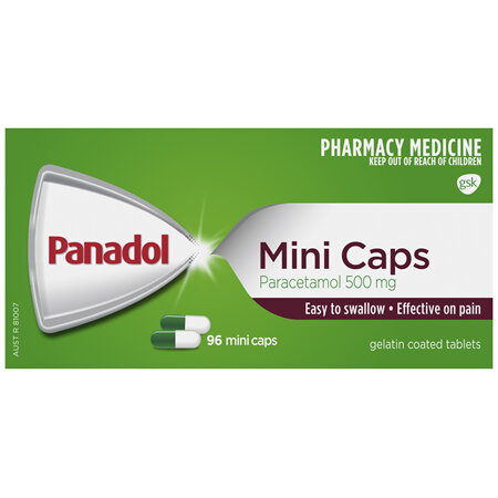 Panadol Mini Caps for Pain Relief, Paracetamol - 500 mg 96 Mini Caps