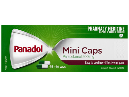 Panadol Mini Caps for Pain Relief, Paracetamol 500 mg, 48