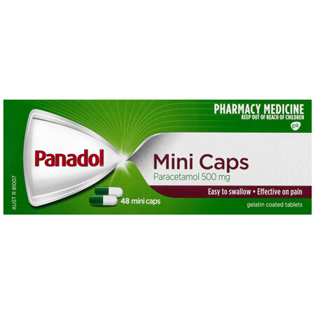 Panadol Mini Caps for Pain Relief, Paracetamol - 500 mg 48 Mini Caps