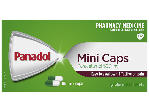 Panadol Mini Caps for Pain Relief, Paracetamol - 500 mg 96 Mini Caps