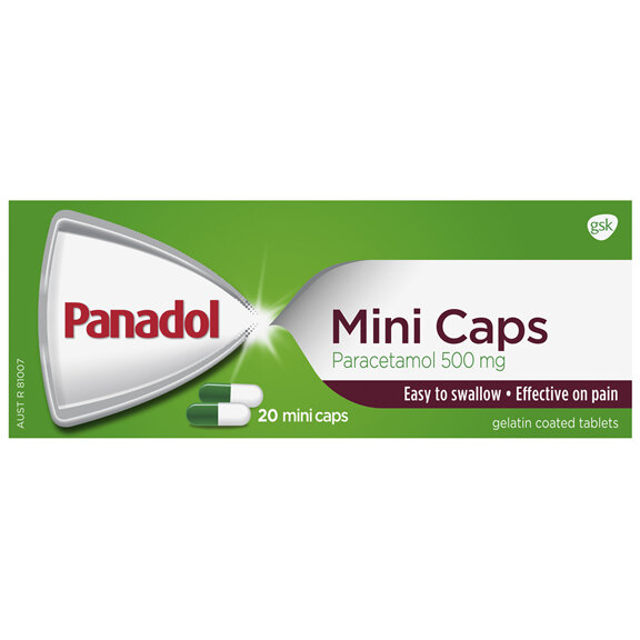 Panadol Mini Caps for Pain Relief, Paracetamol - 500 mg 20 Mini Caps