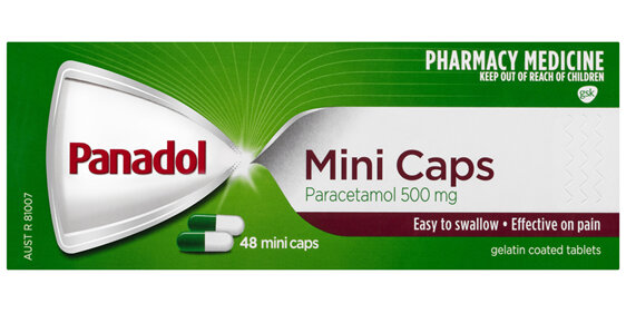 Panadol Mini Caps for Pain Relief, Paracetamol - 500 mg 48 Mini Caps