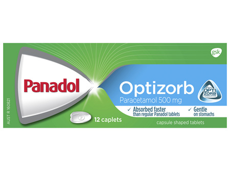 Panadol Optizorb Paracetamol 500mg 12 Caplets for Pain Relief