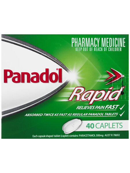 Panadol Rapid Caplets for Pain Relief, Paracetamol 500 mg, 40
