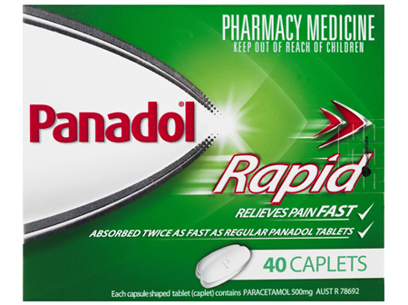 Panadol Rapid Caplets for Pain Relief, Paracetamol 500 mg, 40