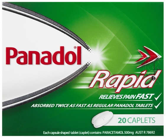 Panadol Rapid Caplets for Pain Relief, Paracetamol 500 mg, 20